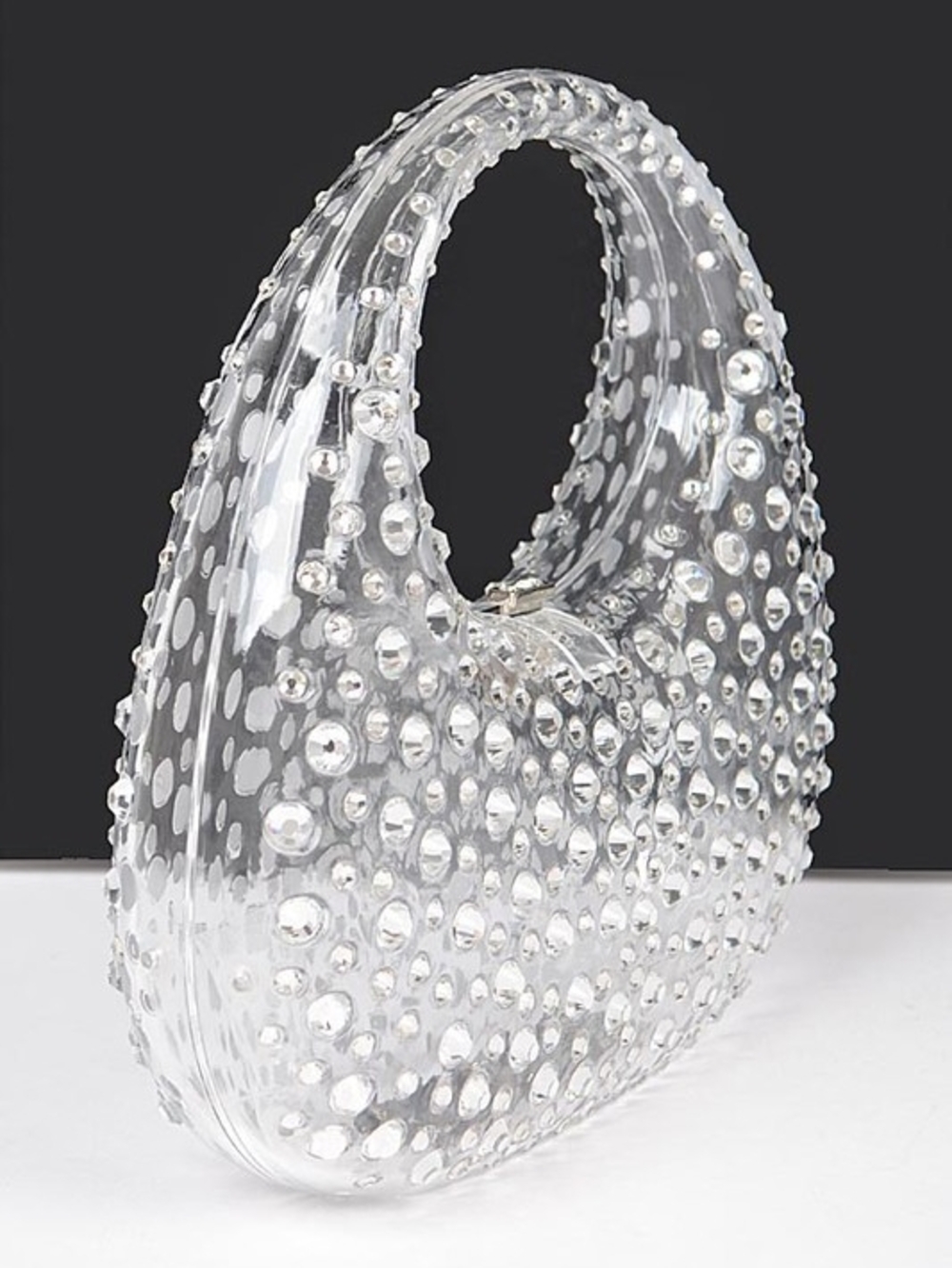 Clear Studded Oval Handbag - Transparent Women's Accessory